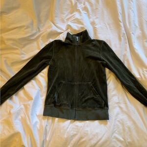Vintage Juicy Couture Velour Mock Neck Zip Up Army Green